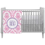 Pink, White & Purple Damask Crib Comforter / Quilt (Personalized)
