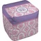 Pink, White & Purple Damask Cube Poof Ottoman (Top)