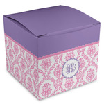 Pink, White & Purple Damask Cube Favor Gift Boxes (Personalized)