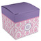 Pink, White & Purple Damask Cube Favor Gift Box - Front/Main