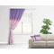 Pink, White & Purple Damask Curtain With Window and Rod - in Room Matching Pillow