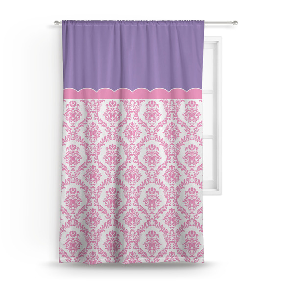 Custom Pink, White & Purple Damask Curtain - 50"x84" Panel