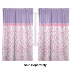 Pink, White & Purple Damask Curtain Panel - Custom Size