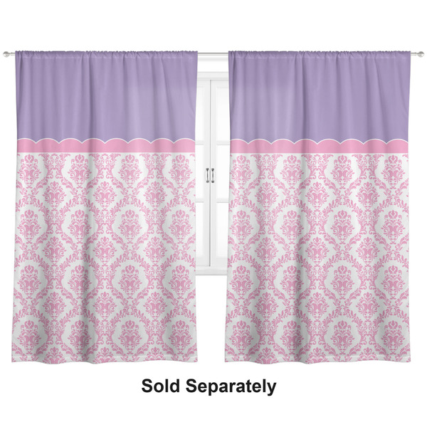 Custom Pink, White & Purple Damask Curtain Panel - Custom Size
