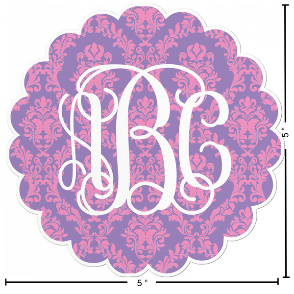 Pink, White & Purple Damask Custom Shape Iron On Patches - L - APPROVAL