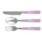 Pink, White & Purple Damask Cutlery Set - FRONT