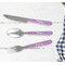 Pink, White & Purple Damask Cutlery Set - w/ PLATE