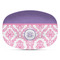 Pink, White & Purple Damask Plastic Platter - Microwave & Oven Safe Composite Polymer (Personalized)