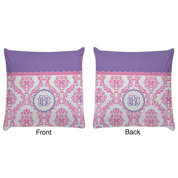 Pink, White & Purple Damask Decorative Pillow Case - Approval