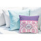 Pink, White & Purple Damask Decorative Pillow Case - LIFESTYLE 2