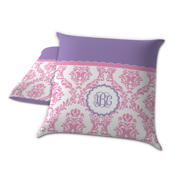 Pink, White & Purple Damask Decorative Pillow Case - TWO
