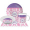 Pink, White & Purple Damask Dinner Set - 4 Pc (Personalized)