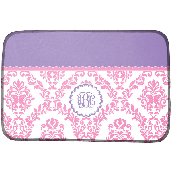 Custom Pink, White & Purple Damask Dish Drying Mat (Personalized)