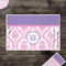 Pink, White & Purple Damask Disposable Paper Placemat - In Context