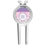 Pink, White & Purple Damask Golf Divot Tool & Ball Marker (Personalized)