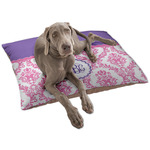 Pink, White & Purple Damask Dog Bed - Large w/ Monogram