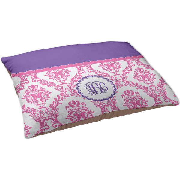 Pink, White & Purple Damask Dog Bed - Large