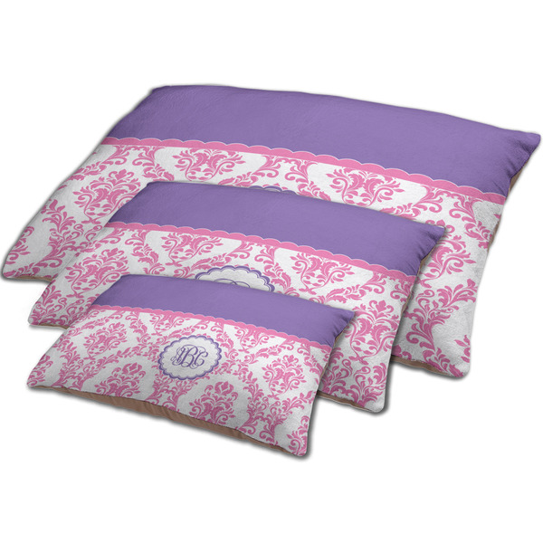 Pink, White & Purple Damask Dog Beds - MAIN (sm, med, lrg)