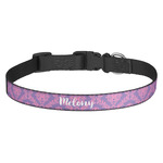 Pink, White & Purple Damask Dog Collar (Personalized)