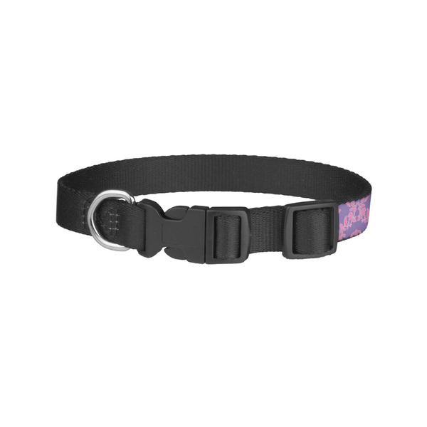 Pink, White & Purple Damask Dog Collar - Small - Back