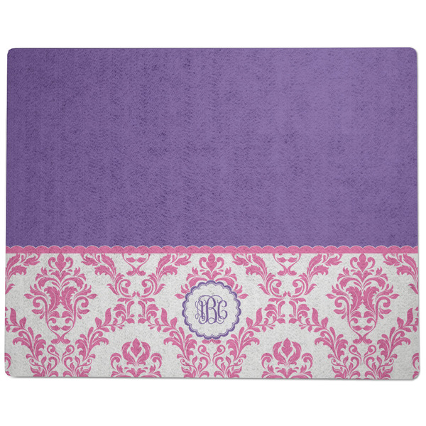 Pink, White & Purple Damask Dog Food Mat - Large without Bowls