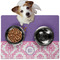 Pink, White & Purple Damask Dog Food Mat - Medium LIFESTYLE