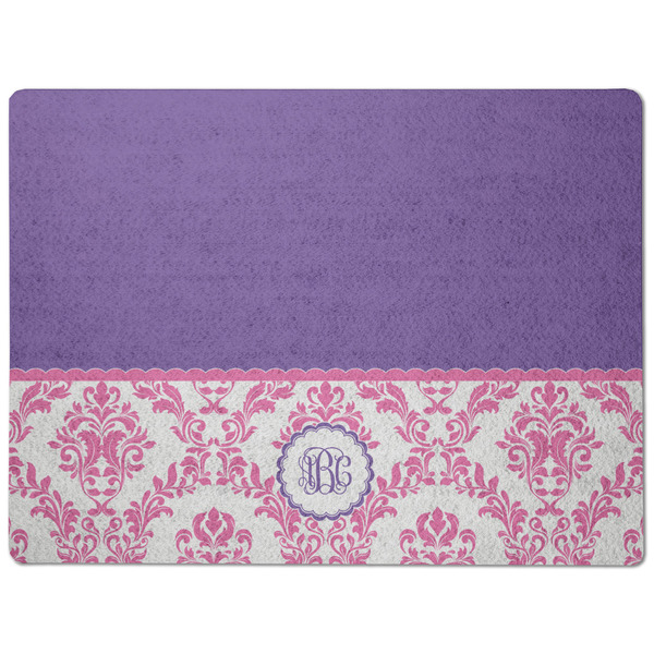 Pink, White & Purple Damask Dog Food Mat - Medium without bowls