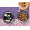 Pink, White & Purple Damask Dog Food Mat - Small LIFESTYLE