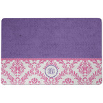 Pink, White & Purple Damask Dog Food Mat w/ Monogram