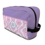 Pink, White & Purple Damask Toiletry Bag / Dopp Kit (Personalized)