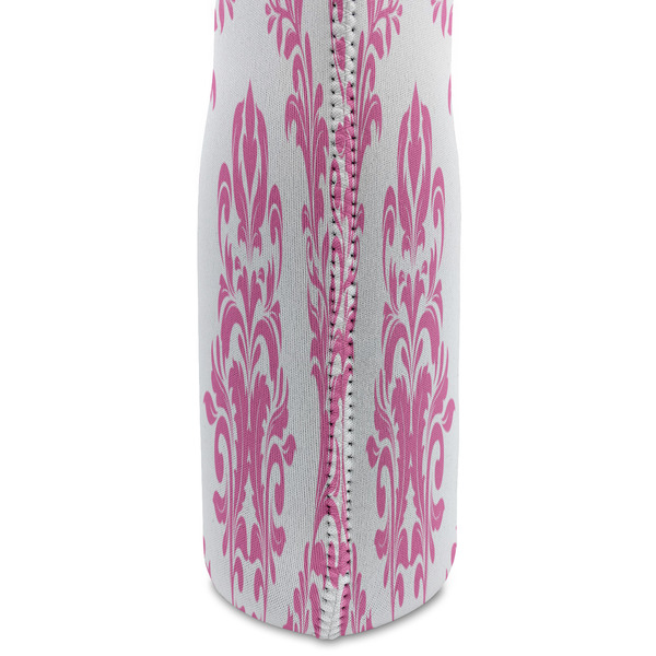 Pink, White & Purple Damask Double Wine Tote - DETAIL 2 (new)