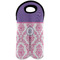Pink, White & Purple Damask Wine Tote Bag (2 Bottles) w/ Monogram