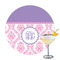 Pink, White & Purple Damask Printed Drink Topper - 3.25" (Personalized)