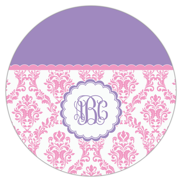 Pink, White & Purple Damask Drink Topper - Large - Single