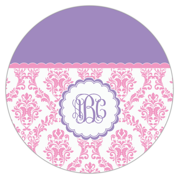Pink, White & Purple Damask Drink Topper - Small - Single