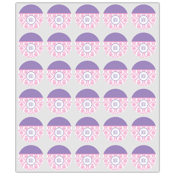 Pink, White & Purple Damask Drink Topper - XSmall - Set of 30