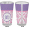 Pink, White & Purple Damask Pint Glass - Full Color - Front & Back Views