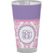 Pink, White & Purple Damask Pint Glass - Full Color - Front View