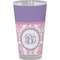 Pink, White & Purple Damask Pint Glass - Full Color (Personalized)