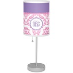 Pink, White & Purple Damask 7" Drum Lamp with Shade Polyester (Personalized)