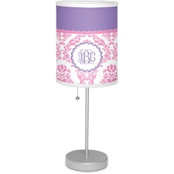 Pink, White & Purple Damask Lamp with Drum Shade (Personalized)