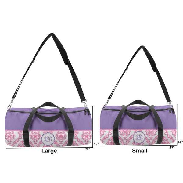 Pink, White & Purple Damask Duffle Bag Small and Large