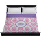 Pink, White & Purple Damask Duvet Cover - King - On Bed - No Prop