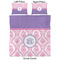 Pink, White & Purple Damask Duvet Cover Set - Queen - Approval