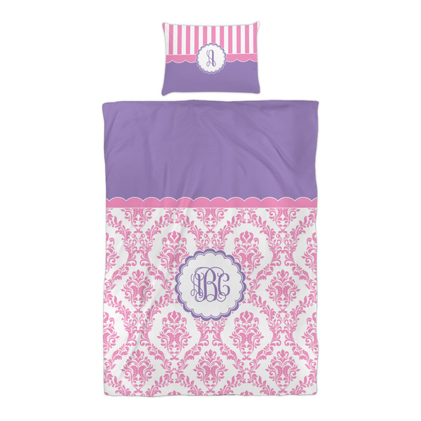 Pink, White & Purple Damask Duvet Cover Set - Twin XL - Alt Approval