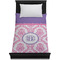Pink, White & Purple Damask Duvet Cover - Twin - On Bed - No Prop