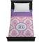 Pink, White & Purple Damask Duvet Cover - Twin XL - On Bed - No Prop