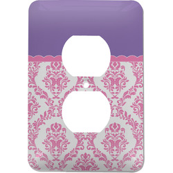 Pink, White & Purple Damask Electric Outlet Plate (Personalized)