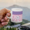 Pink, White & Purple Damask Espresso Cup - 3oz LIFESTYLE (new hand)
