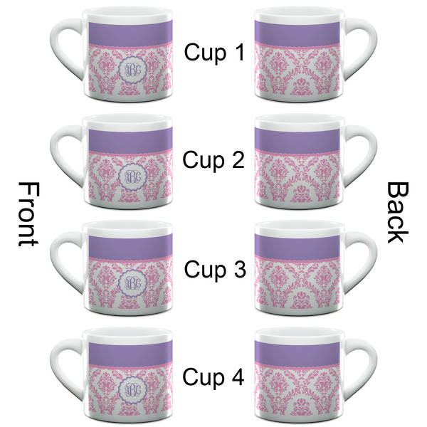 Pink, White & Purple Damask Espresso Cup - 6oz (Double Shot Set of 4) APPROVAL
